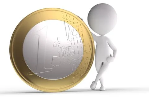 3d human with big coin Stock Illustration