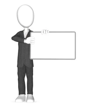 3D Human with Blank Board Stock Illustration