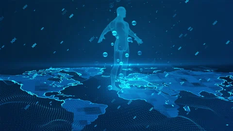 3D Human Body DNA Science Research World Map Background Stock Footage 339044196