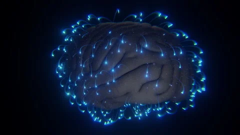 3D Human Brain with Glowing Energy Flow Animation Stock Footage 298452553