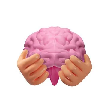 3D human brain in two hands Stock Illustration