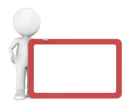 3d human character with a blank board for Copy Space. Stock Illustration