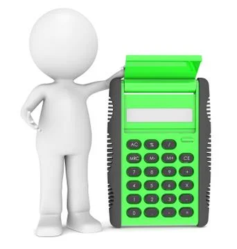 3d human character with a Calculator Stock Illustration