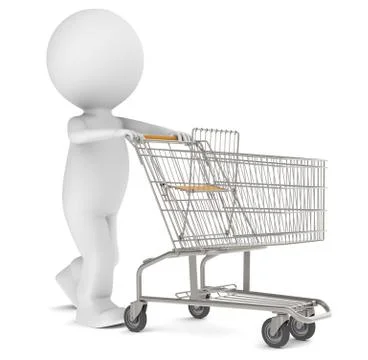 3d human character with an empty Shopping Trolley Illustrazione stock