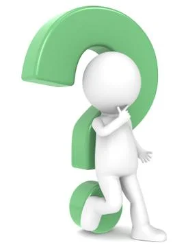 3d human character with a Green question mark Stock Illustration