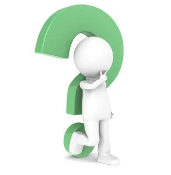 3d human character with a green question mark Illustrazione stock