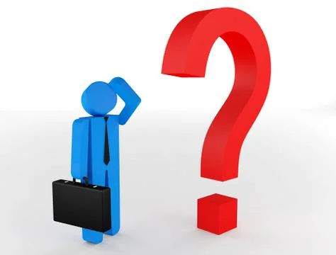 3d human character many red questions Stock Illustration