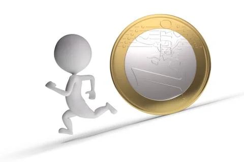 3d human chased by coin Stock Illustration