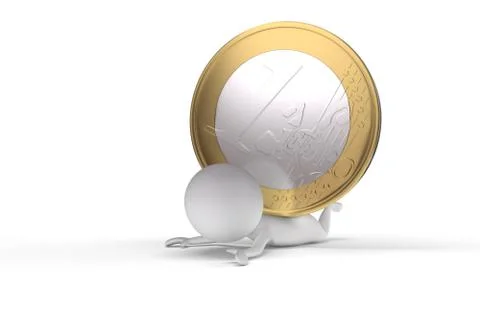 3d human crushed by a coin Stock Illustration