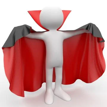 3d human dressed in a red cape and black Stock Illustration
