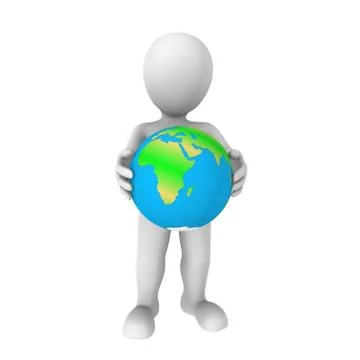 3d human with Earth in hands Stock Illustration