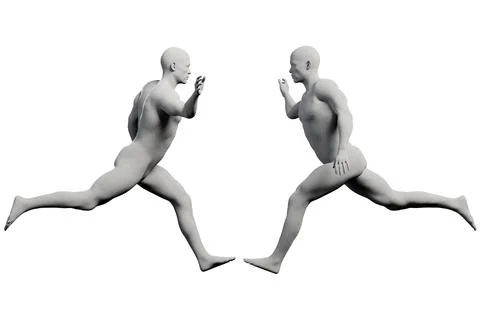 3D human figure running multiview collage Stock Illustration