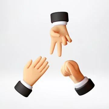 3D Human hand gestures of rock paper scissors game Stock Illustration