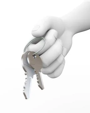 3d human hand giving keys illustration Stock Illustration