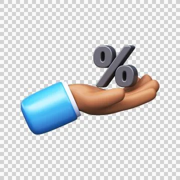 3d Human hand holding a black percentage sign. Stock Illustration