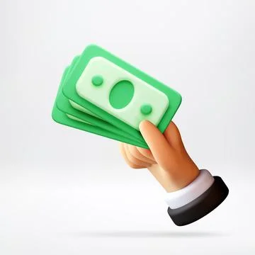 3D Human hand holding bunch of paper money Illustrazione stock