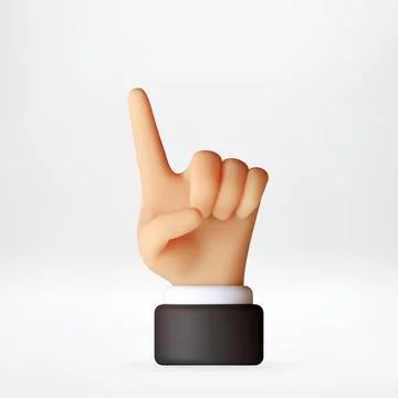 3D Human hand with index finger pointing up Stock Illustration