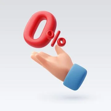 3d human hand receive zero percent interest, credit card and promotion. Stock Illustration