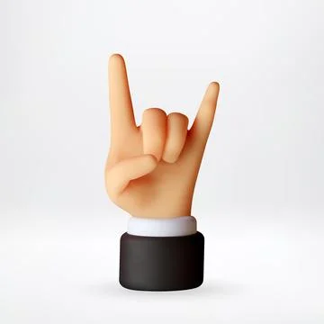 3D human hand showing rock and roll hand sign Stock Illustration