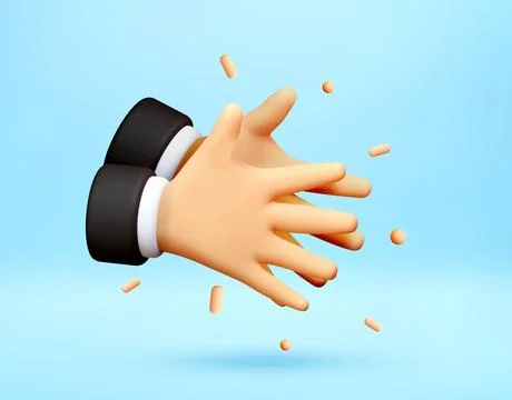 3D human hands clapping icon. Stock Illustration