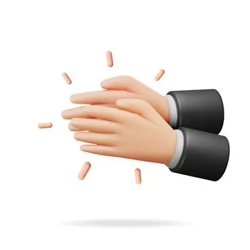 3D Human Hands Clapping Isolated on White 스톡 일러스트