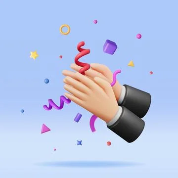 3D Human Hands Clapping Isolated on White 스톡 일러스트