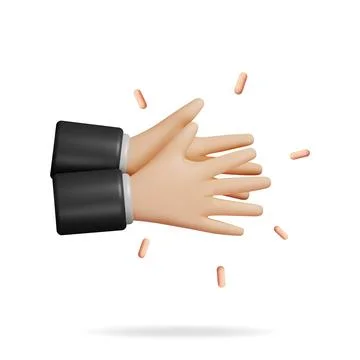 3D Human Hands Clapping Isolated on White 스톡 일러스트
