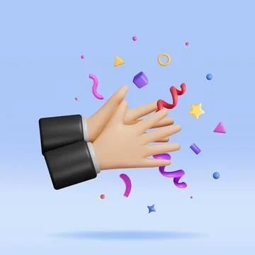 3D Human Hands Clapping Isolated on White 스톡 일러스트