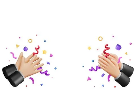 3D Human Hands Clapping Isolated on White 스톡 일러스트