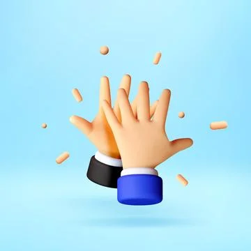 3D Human hands giving high five with confetti Stockillustratie