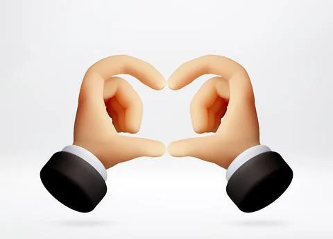 3D human hands making heart gesture. Stock Illustration