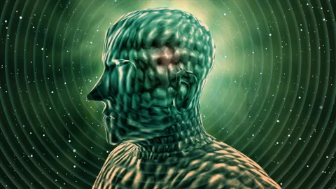 3D Human head with abstract needle on head Stock Footage 204744971