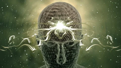 3D Human head Activating Third Eye energy Stock Footage 205366062