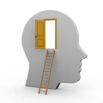 3d human head and open door Stock Illustration