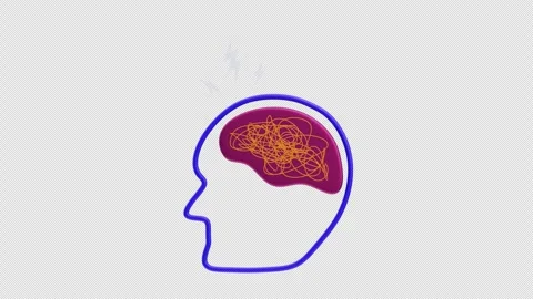 3D human head brain thinking animation Stock Footage 319430803