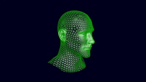 3d human head changes from low to high resolution polygon face. 3d animation Stock-Footage 147235338