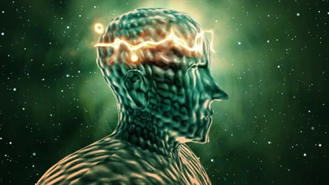 3D Human Head with energy effect on head Video stock 204710606
