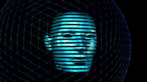 3D Human Head made of digital data. 4k Future recognition technology image イラスト素材