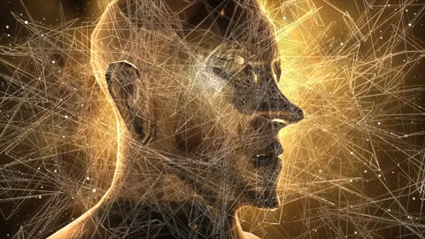 3d Human Head with spider web effect 스톡 동영상 202106955