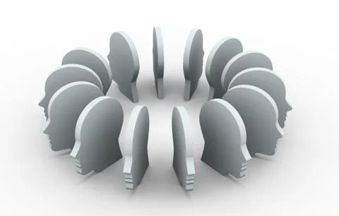 3d human heads circle Stock Illustration