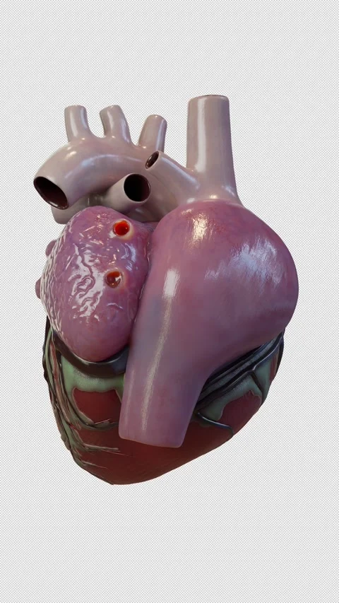 3D Human Heart Beating Anatomical Back View Stock Footage 336002920