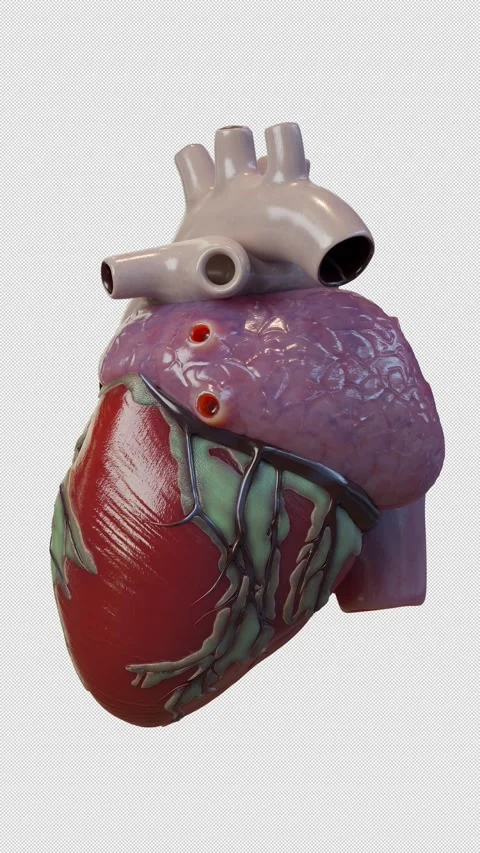 3D Human Heart Beating Anatomical Right Side View Stock Footage 336003591