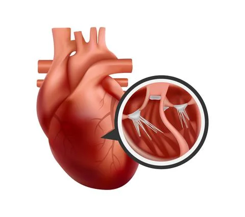 3d human heart with cross-section close-up. Realistic heart illustration Stock Illustration