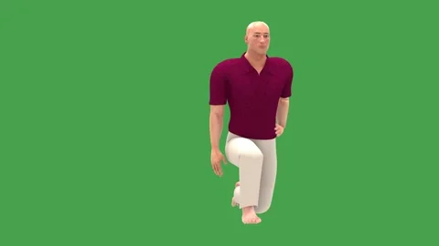 3D Human: Hip Flexor Stretch Exercise (180 Loop, Chroma) Stock Footage 338240118