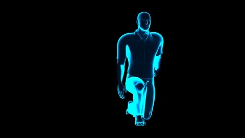 3D Human: Hip Flexor Stretch Exercise (180 Loop, Hologram) Stock Footage 338240121