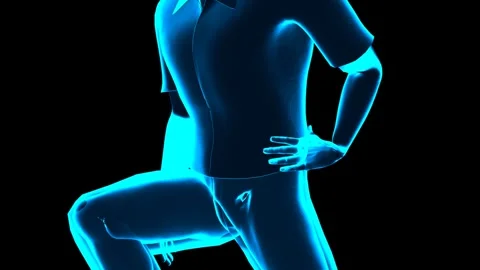 3D Human: Hip Flexor Stretch Exercise (Close-Up, Hologram) Stock Footage 338240122
