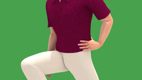 3D Human: Hip Flexor Stretch Exercise (Close-Up, Chroma) Stock Footage 338240123