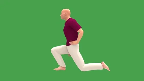 3D Human: Hip Flexor Stretch Exercise (Side View, Chroma) Stock Footage 338240126