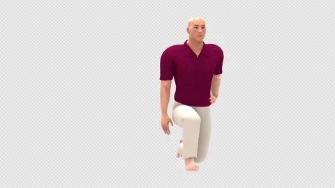 3D Human: Hip Flexor Stretch Exercise (180 Loop, Alpha) Stock Footage 338331767