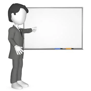 3D Human infront of a Whiteboard Stock Illustration